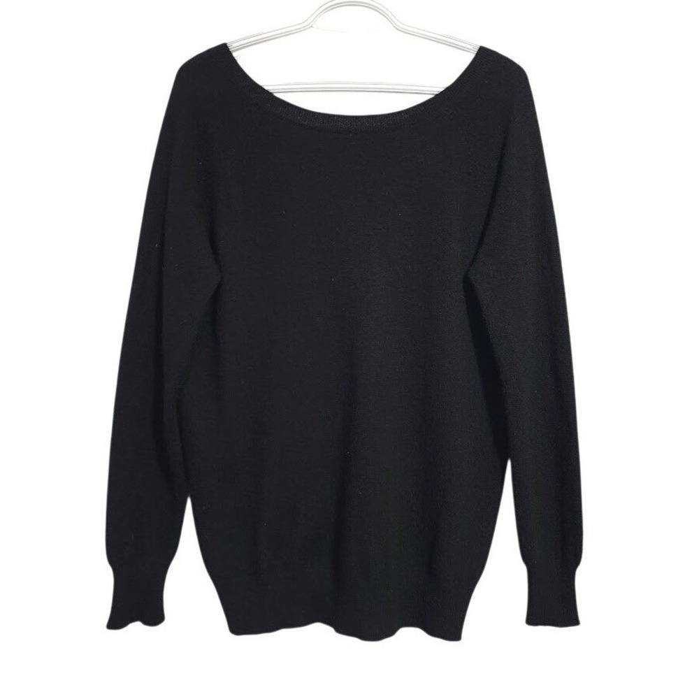 360 CASHMERE Deep V Back Black Pullover Sweater 100% cashmere quiet‎ luxury S